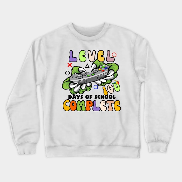 Level 100 Days Of School Unlocked Boys 100th Day Of School Crewneck Sweatshirt by Emouran